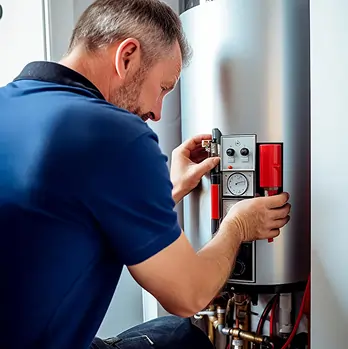 Technician repairing HVAC