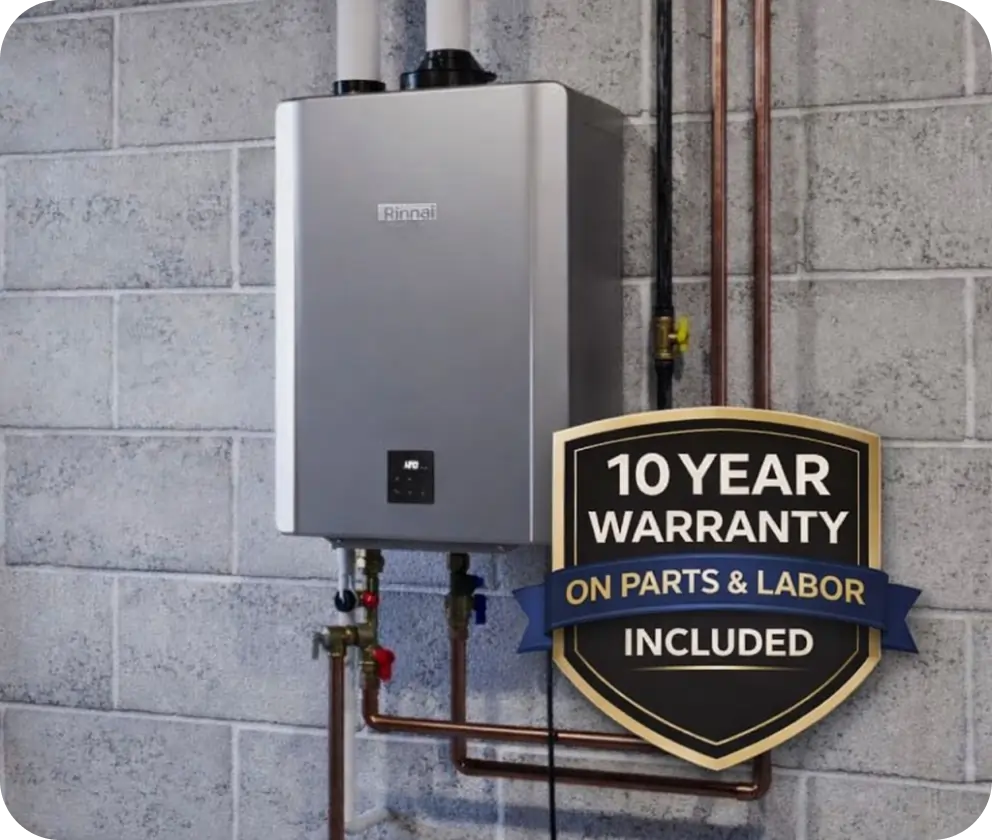 Tankless water heater installation by technician
